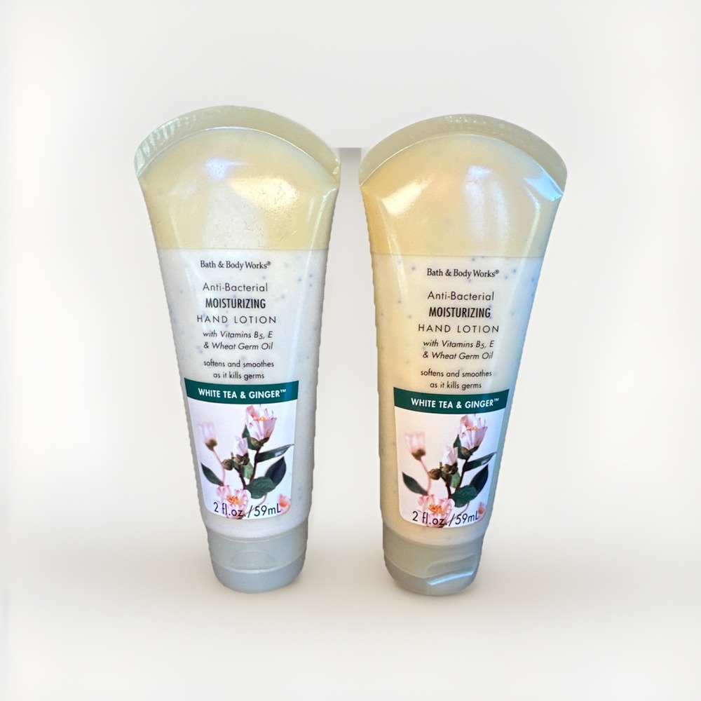 Bath Body Works White Tea Ginger Moisturizing Hand Lotion (2) New 2oz Rare *read
